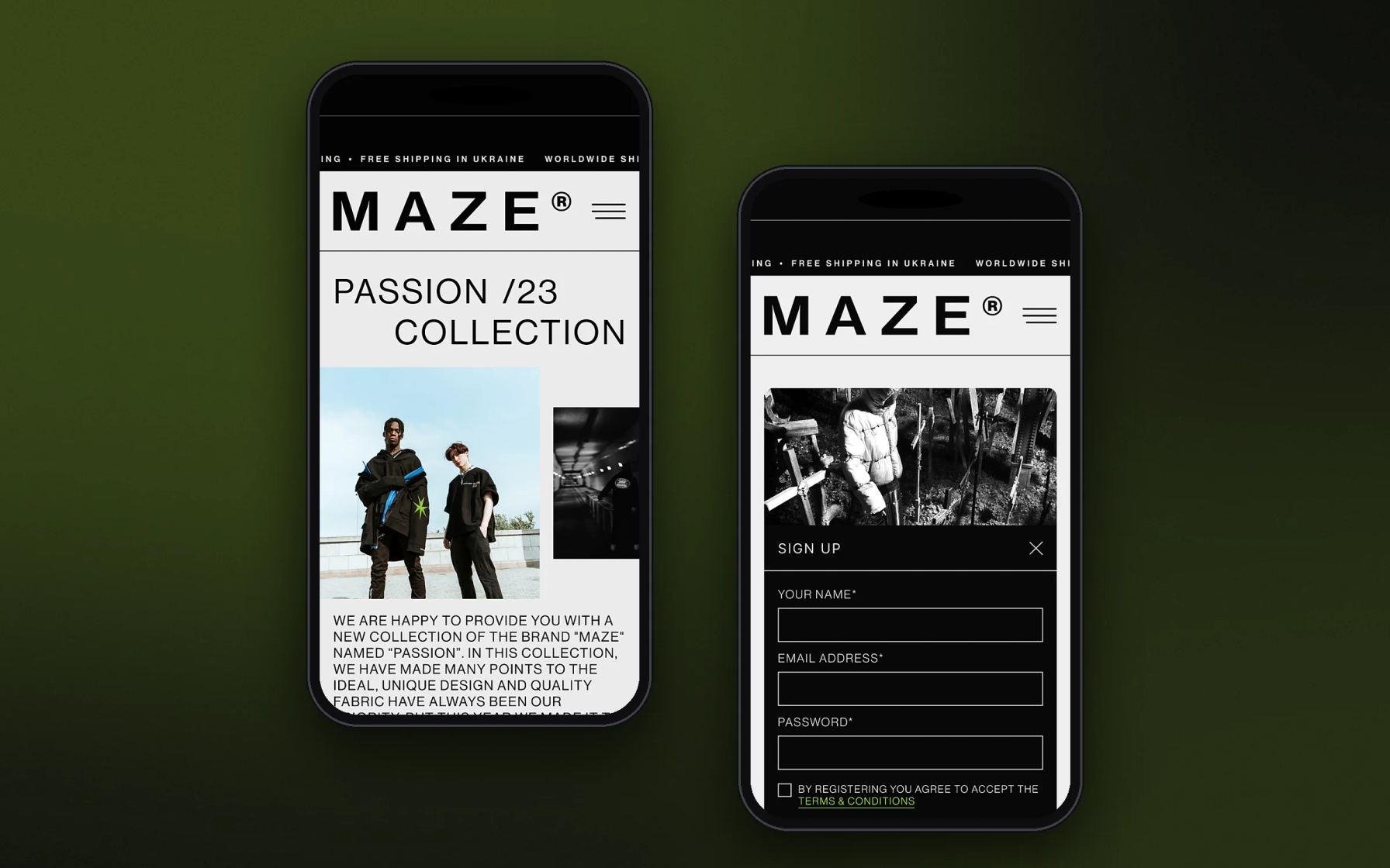 Мобільна версія сайту Maze Clothes