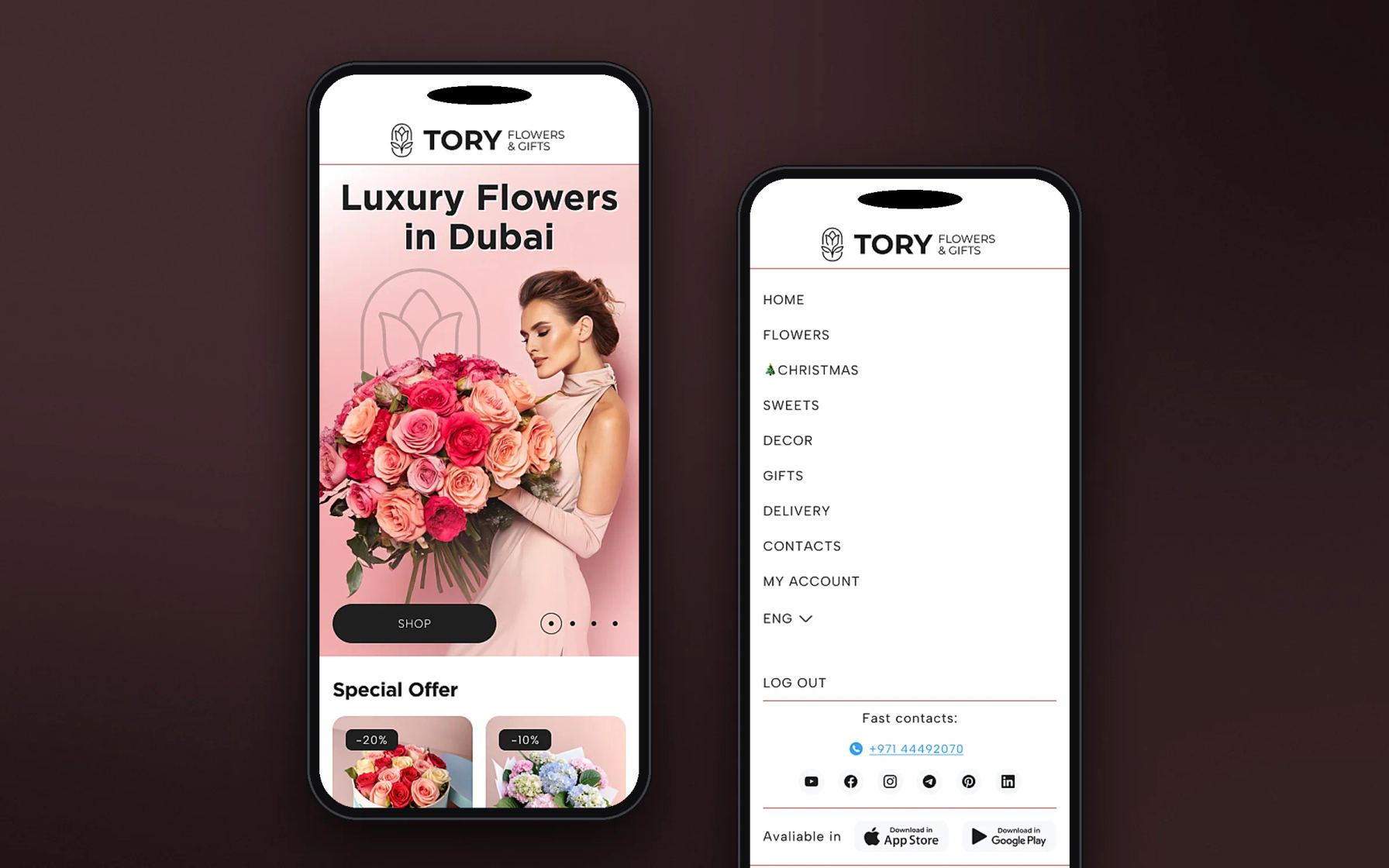 Мобільна версія сайту Tory Store