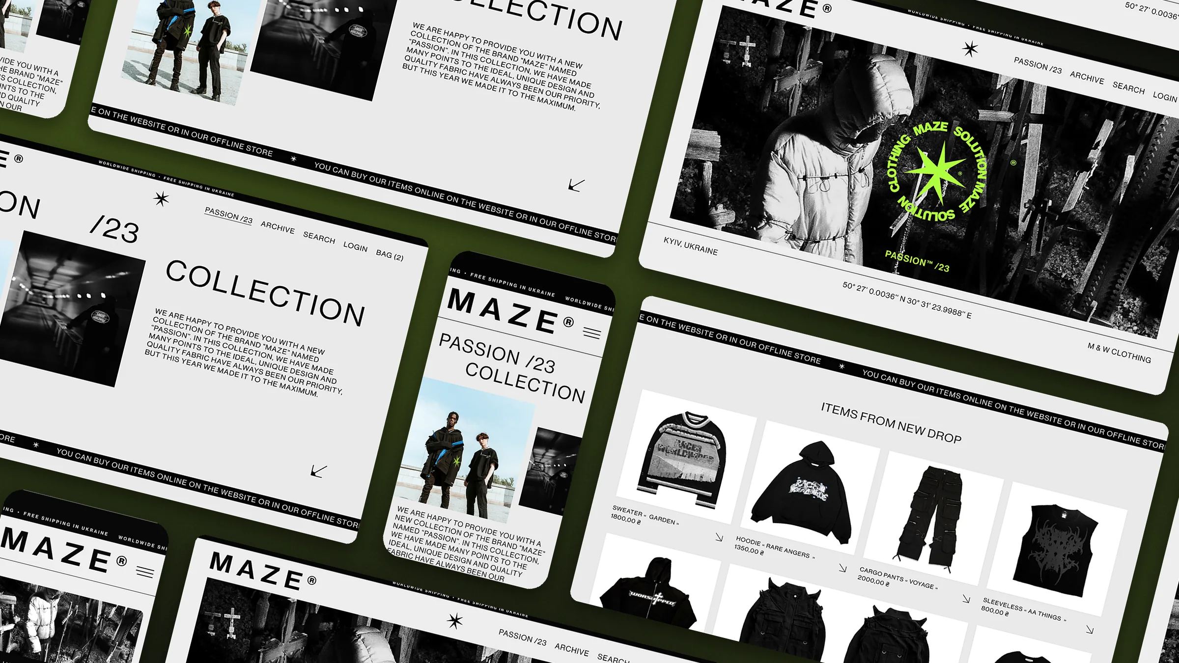 Екрани сайту Maze Clothes